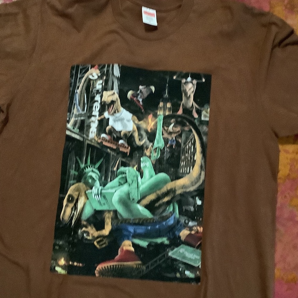 Supreme T-Rex Statue of Liberty Graphic Brown Tee